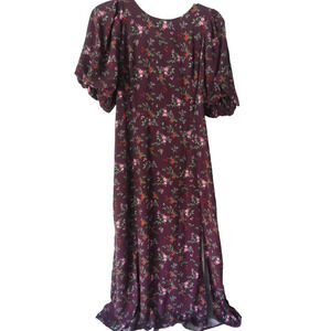 Old Navy Floral Puff Sleeve Dress Women's‎ LARGE Cottagecore Midi Coquette